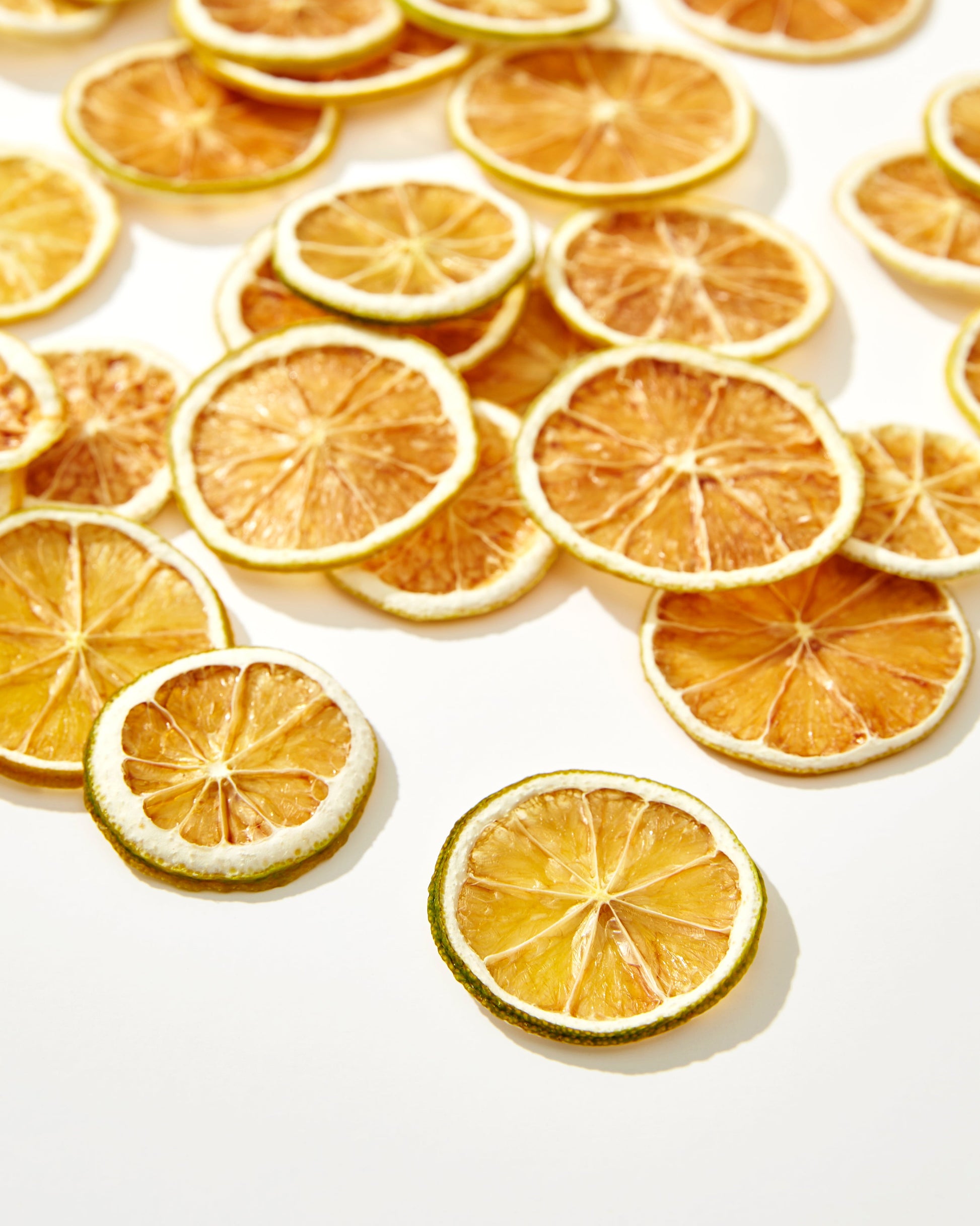 100% natural dehydrated lime garnish for cocktails, drinks and platters.
