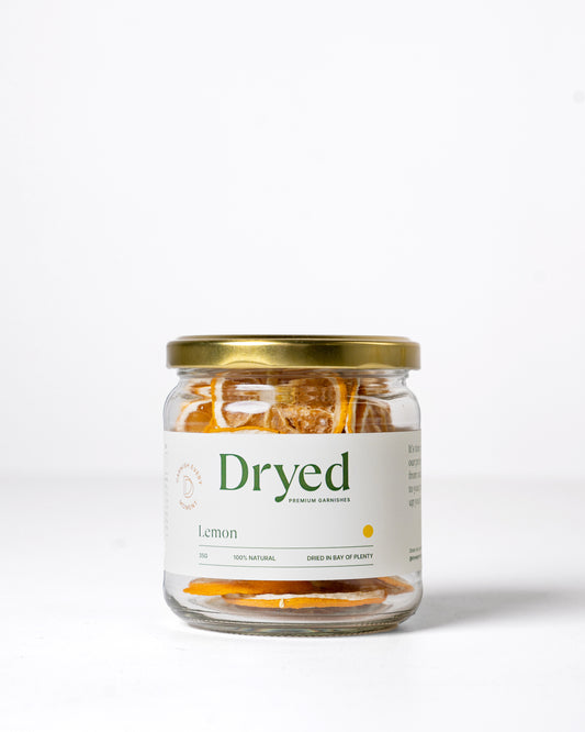 100% natural dehydrated lemon garnish for cocktails, drinks and platters.