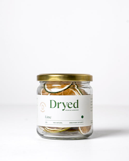 100% natural dehydrated lime garnish for cocktails, drinks and platters.