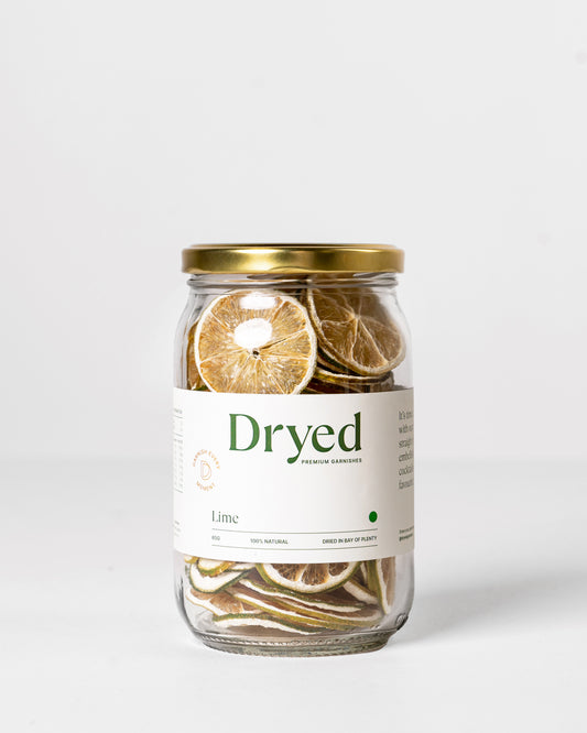 100% natural dehydrated lime garnish for cocktails, drinks and platters.