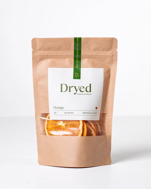 100% natural dehydrated orange garnish for cocktails, drinks and platters.
