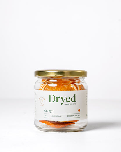 100% natural dehydrated orange garnish for cocktails, drinks and platters.